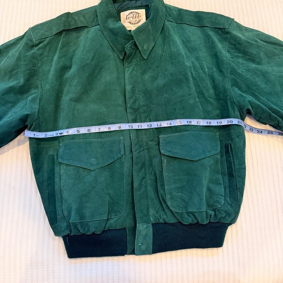 Vintage Global Identify G-lll Green 100% Leather Bomber Jacket Zip Closure Small - Picture 12 of 13